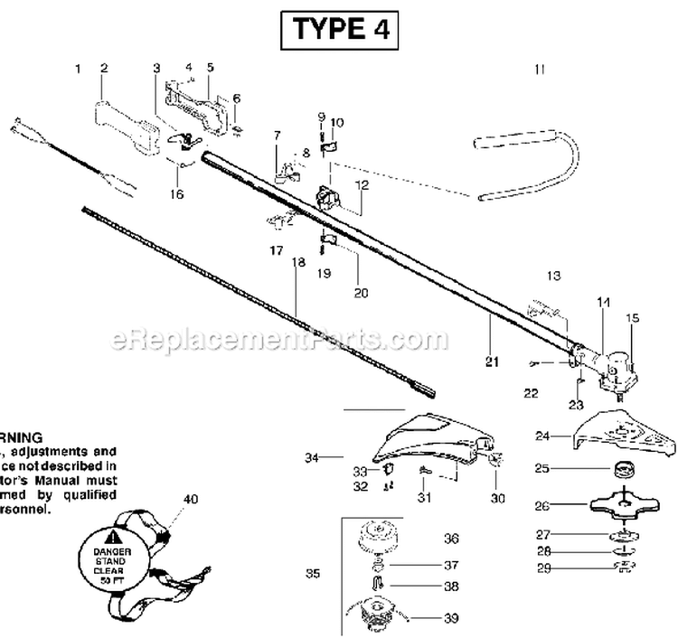 Page D Diagram and Parts List for BC2500LE Type 4 Weed Eater Trimmer